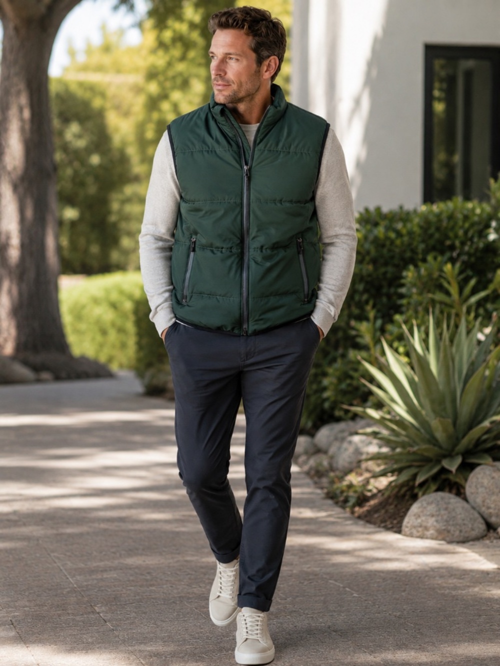 Theory Greene Forest Green Down Puffer Vest Men's L